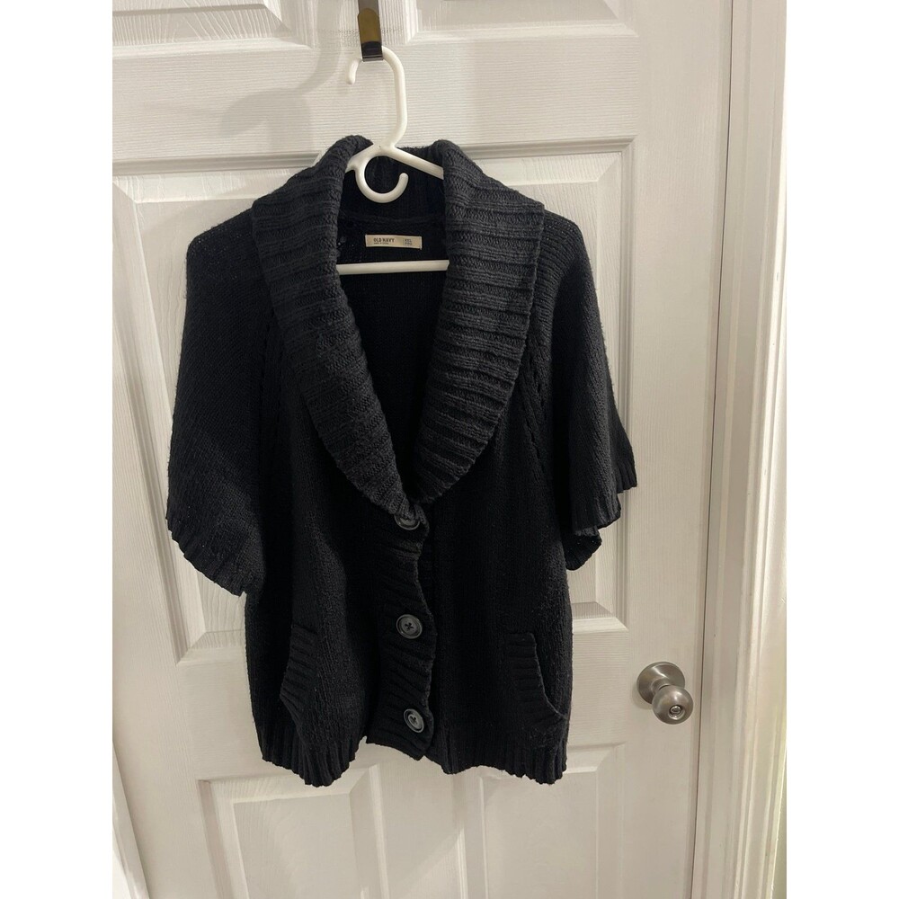 Old Navy Short Sleeve Shawl Collar Cardigan Black Size XXL